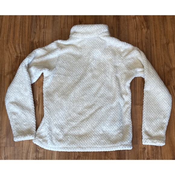 Columbia Fire Side‎ Sherpa Jacket Womens Large Cream 1/4 Zip Pocket Outdoor Hike - Picture 2 of 6